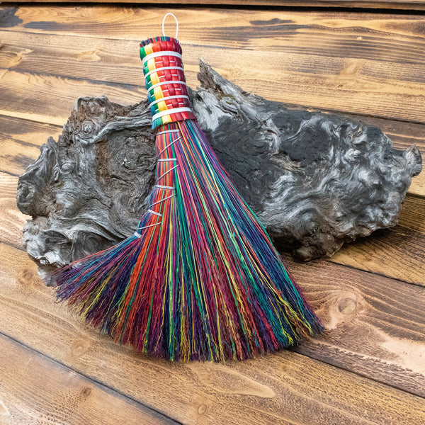 Angel Wing Whisk Broom - Rainbow - Hand Broom, Functional Art, Ceremonial Broom, Rustic Wall Decor, Vintage Home Decor