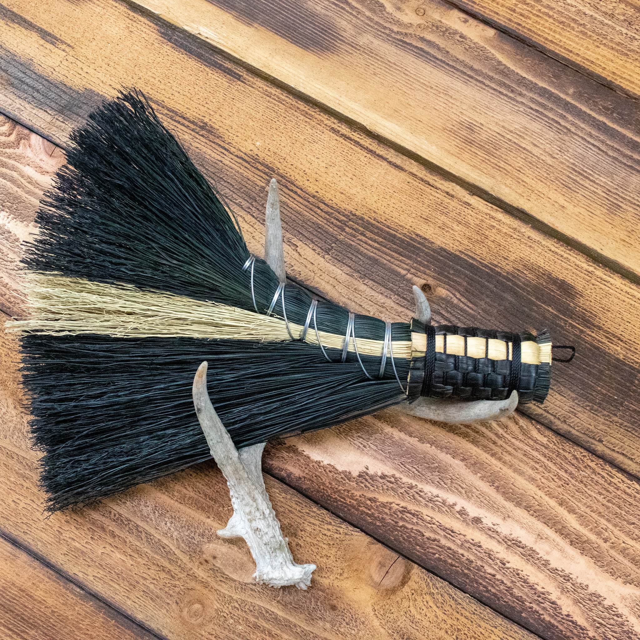 Custom Angelwing Broom (Black with natural stripe)