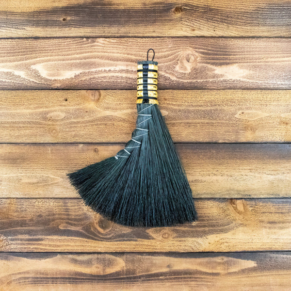 Angelwing Whisk Broom -  Black - Hand Broom, Functional Art, Rustic Wall Decor, Vintage Home Decor, Ceremonial Broom
