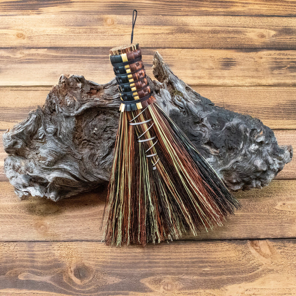 Hawk Tail Whisk Broom - Brown Mixed - Vintage, Handmade, Natural, Traditional, Rustic, Housewarming gift, Wedding gift, Home Decor