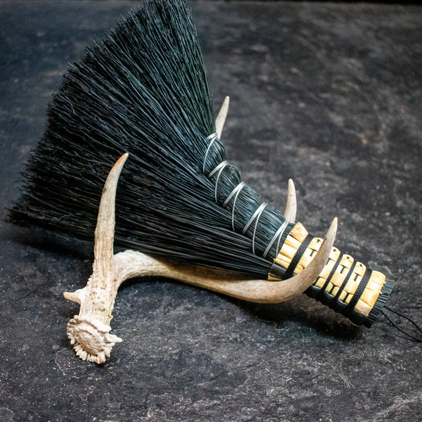 Angelwing Whisk Broom -  Black - Hand Broom, Functional Art, Rustic Wall Decor, Vintage Home Decor, Ceremonial Broom