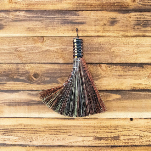 Angelwing Whisk Broom - Brown Mixed - Hand Broom, Functional Art, Rustic Wall Decor, Vintage Home Decor, Ceremonial Broom